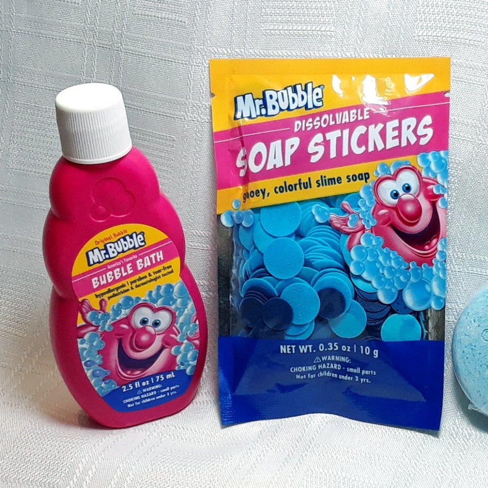 💜Kids Mr. Bubble Colorful Skin Bath Body Fizz Water Tub Stickers Soap BUNDLE - Picture 2 of 16